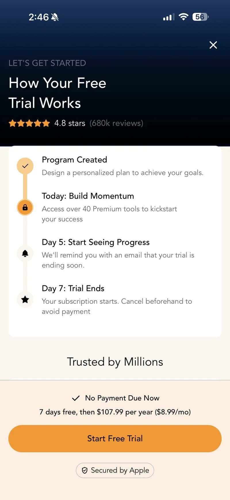 Lose It — الإصدار المميز بسعر 39.99 دولاراً سنوياً (قياسي). الفترة التجريبية تقفل الميزات خلف جدار دفع من اليوم الأول.