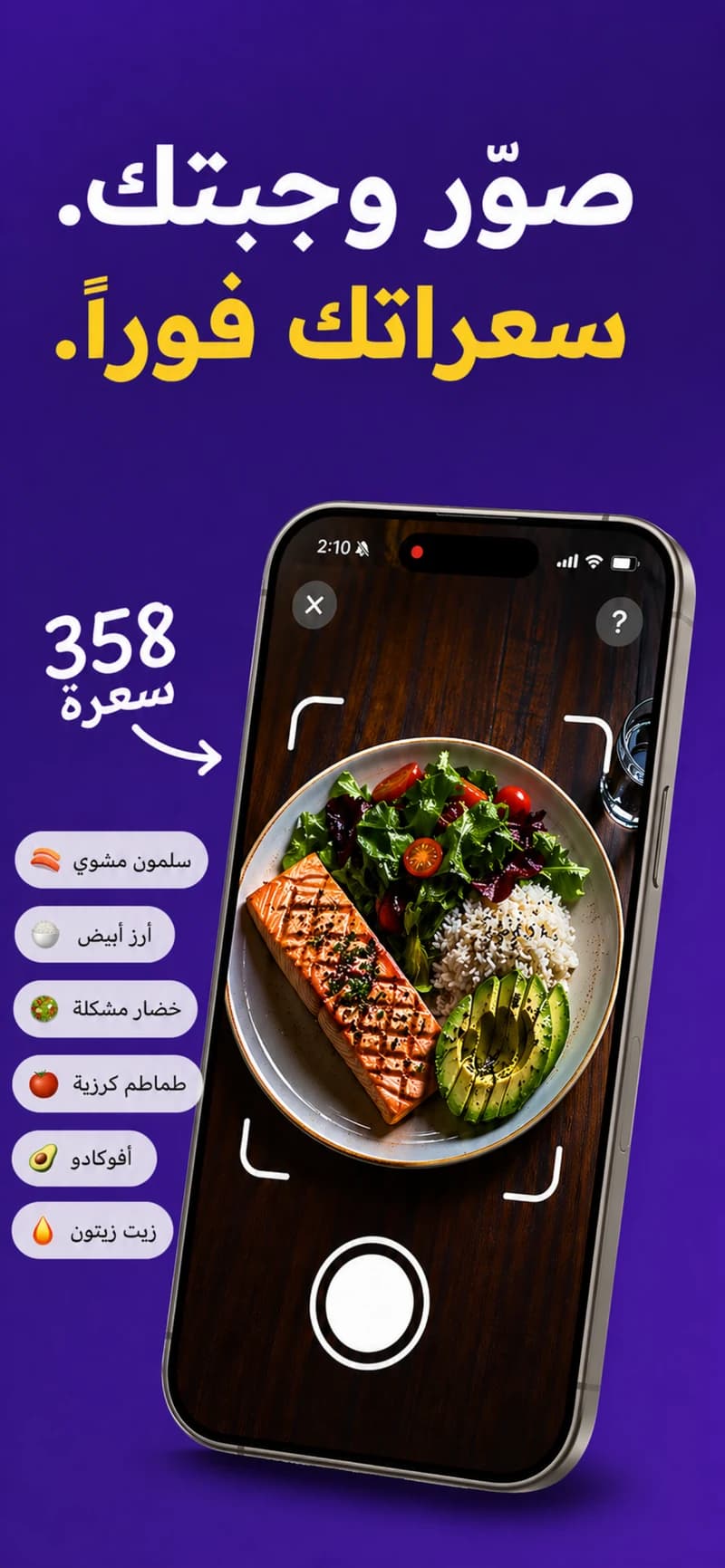 GAYA food recognition scanning a meal and showing calorie breakdown