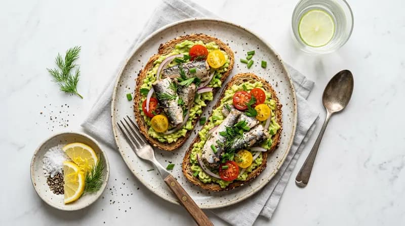 통곡물 토스트 위 정어리