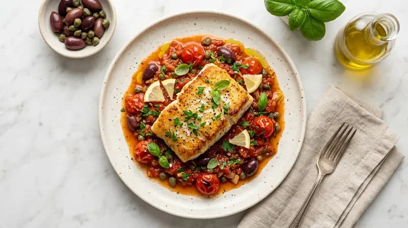 真鱈のソテー 地中海風トマトソース