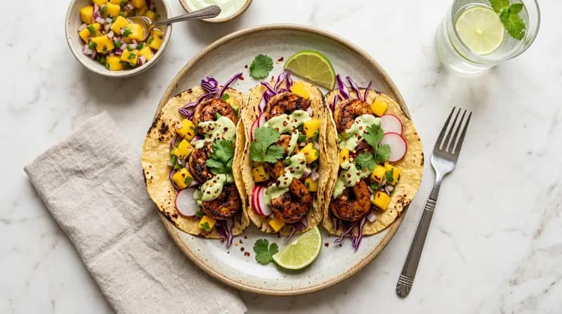 鮮蝦芒果塔可餅