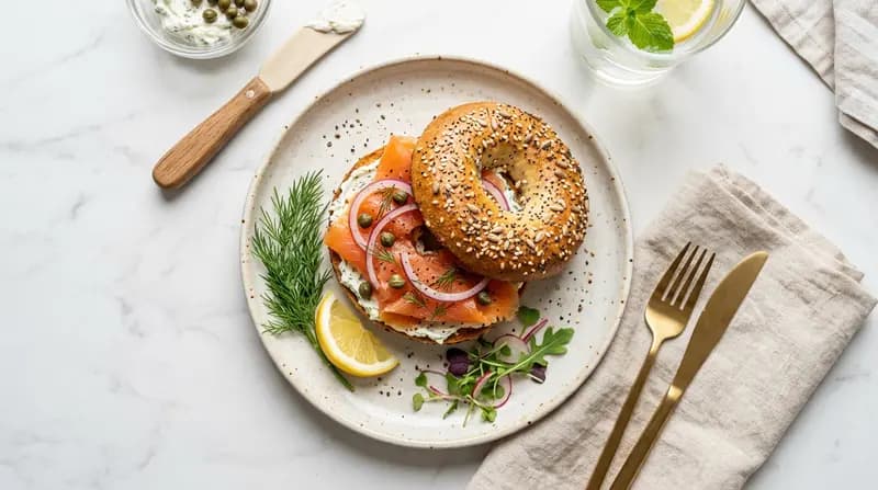 Glutenfreier Bagel mit Räucherlachs