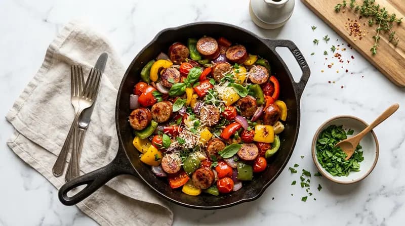 Sartén de Salchicha y Pimientos
