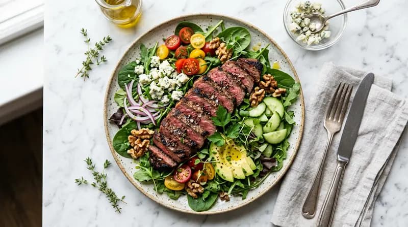 Steak-Salat mit Blauschimmelkäse