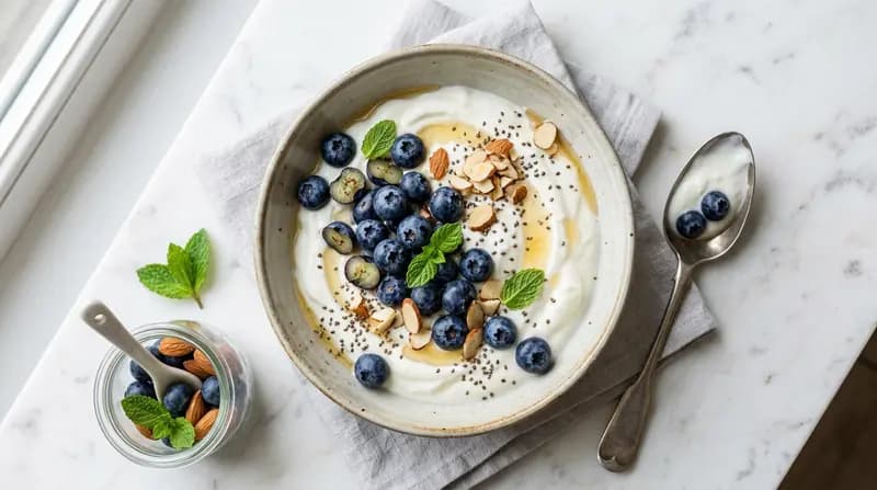 블루베리를 곁들인 그릭 요거트