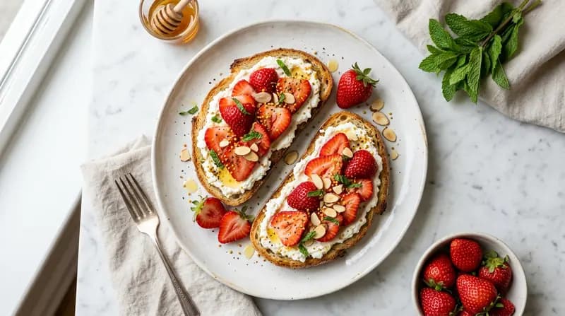 Toast con Ricotta e Fragole