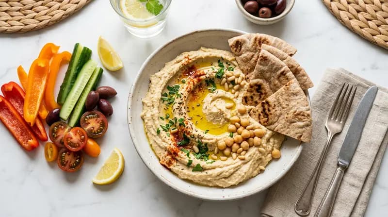 Piatto con Hummus e Pita Integrale