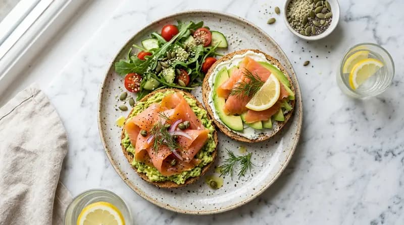 Räucherlachs- & Avocado-Bagel