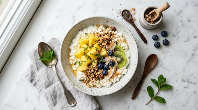 Hüttenkäse-Ananas-Bowl