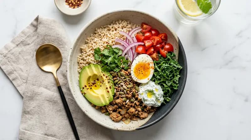 ターキー挽肉とライスのボウル