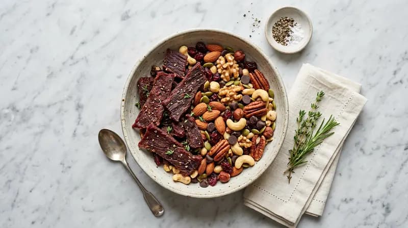 Bœuf séché et mélange de noix
