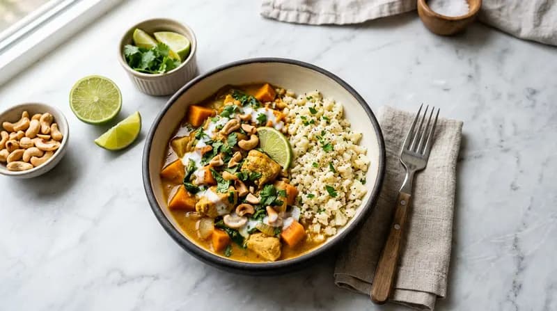 咖哩雞配花椰菜米