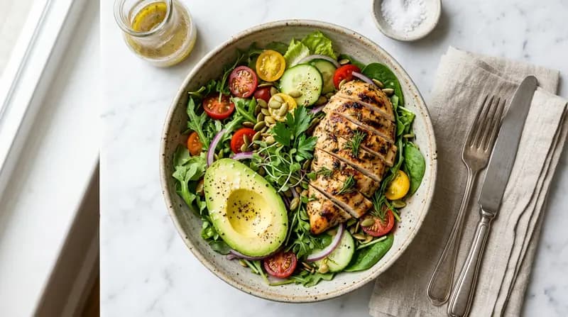 Ensalada de Pollo a la Parrilla con Aguacate