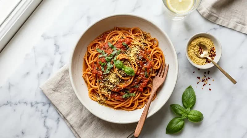 紅扁豆義大利麵配紅醬