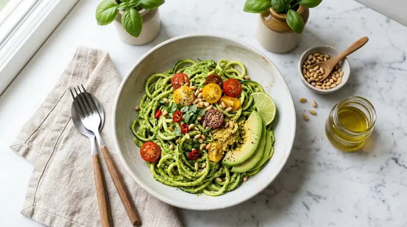 Zoodles di Zucchine con Pesto di Avocado