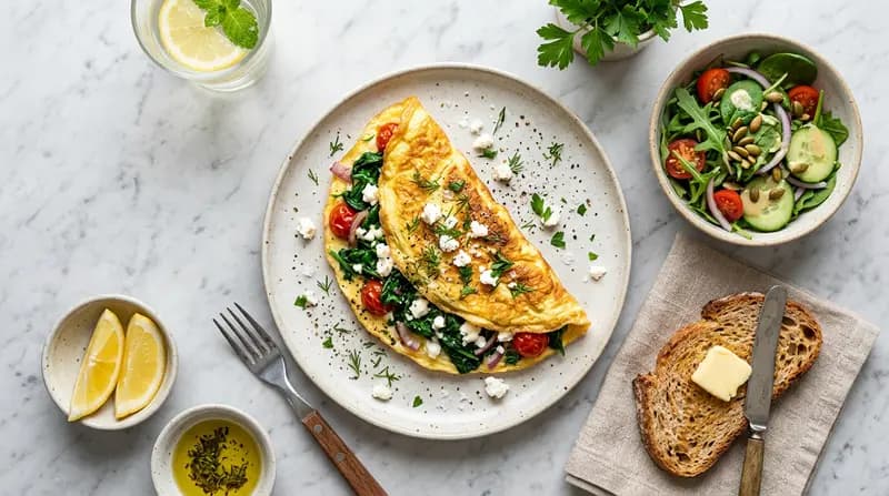 Omelete de Espinafre e Feta