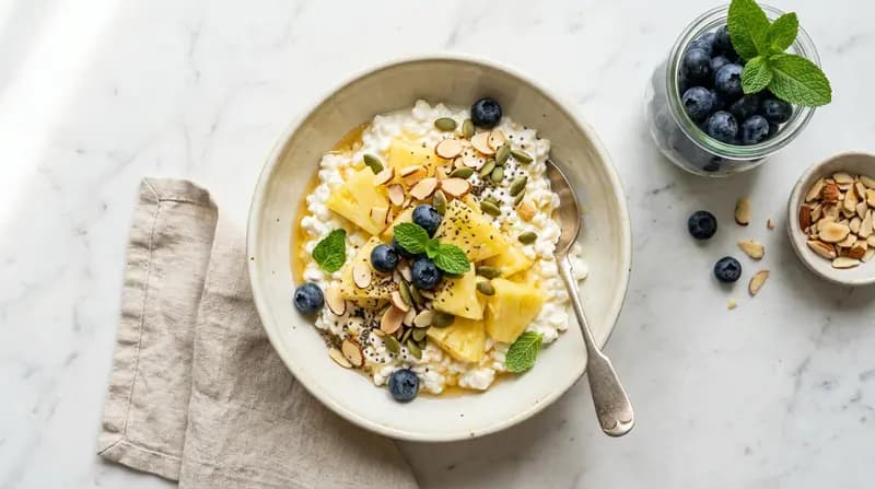 Bowl de Queijo Cottage e Abacaxi