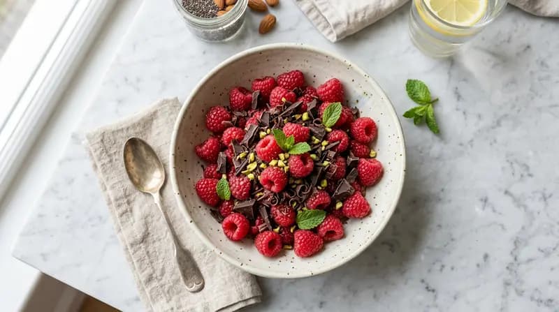 Himbeeren mit Zartbitterschokolade