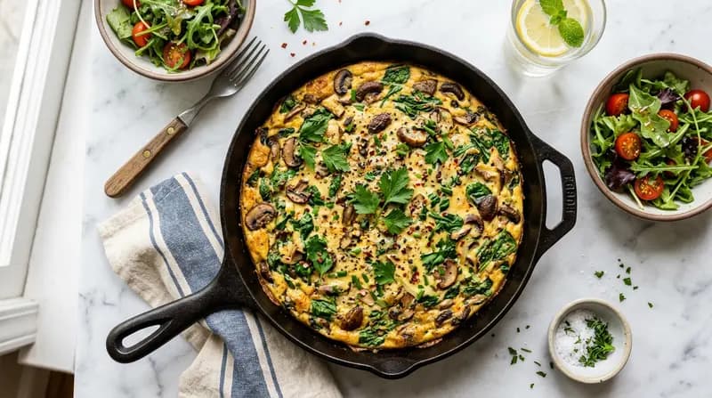 Frittata de Espinafre e Cogumelos