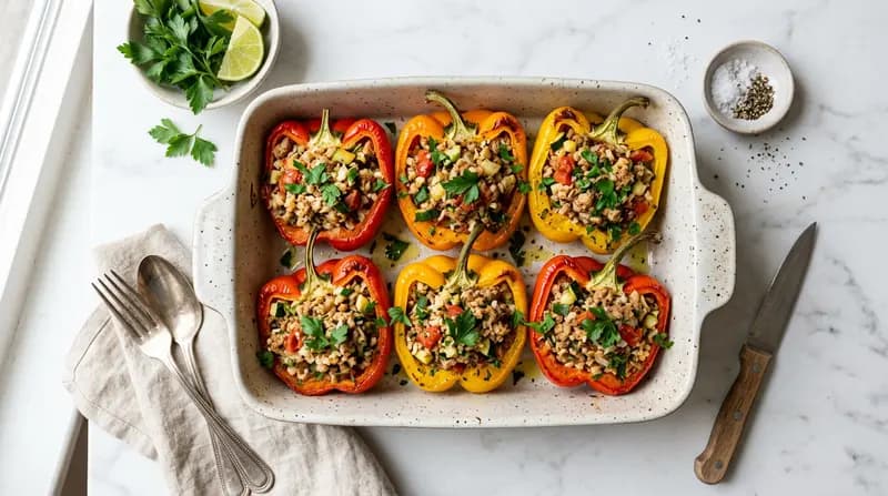 Poivrons farcis à la dinde