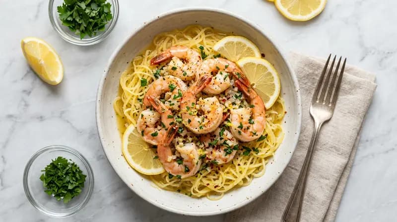 Crevettes scampi et courge spaghetti