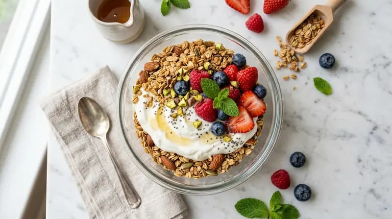 Parfait di yogurt greco con granola