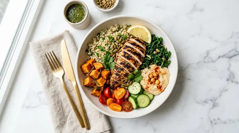 Bowl di quinoa e pollo alla griglia