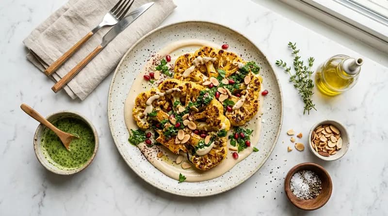 타히니 소스를 곁들인 콜리플라워 스테이크