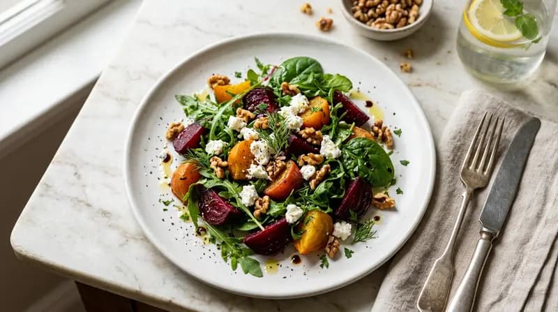 비트 로스트와 고트 치즈 샐러드