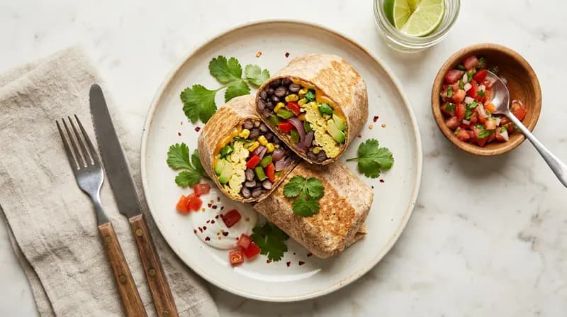 Burrito de petit-déjeuner aux haricots noirs