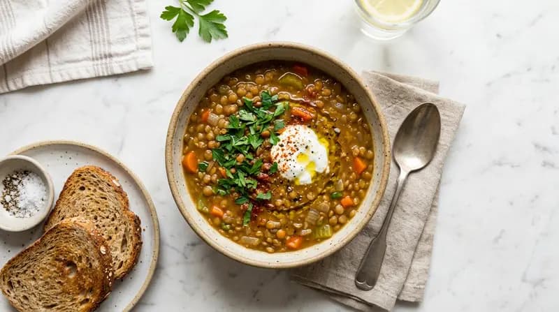 Sopa de lentejas rojas