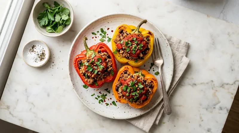 七面鳥とライスのスタッフドピーマン