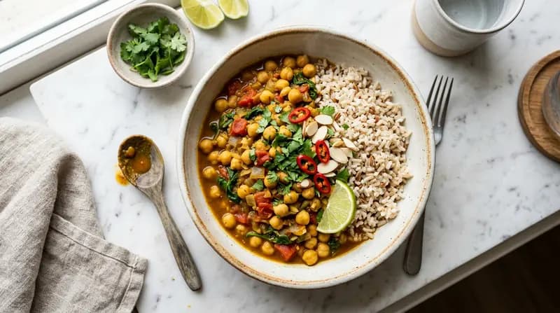 ひよこ豆のカレーと玄米