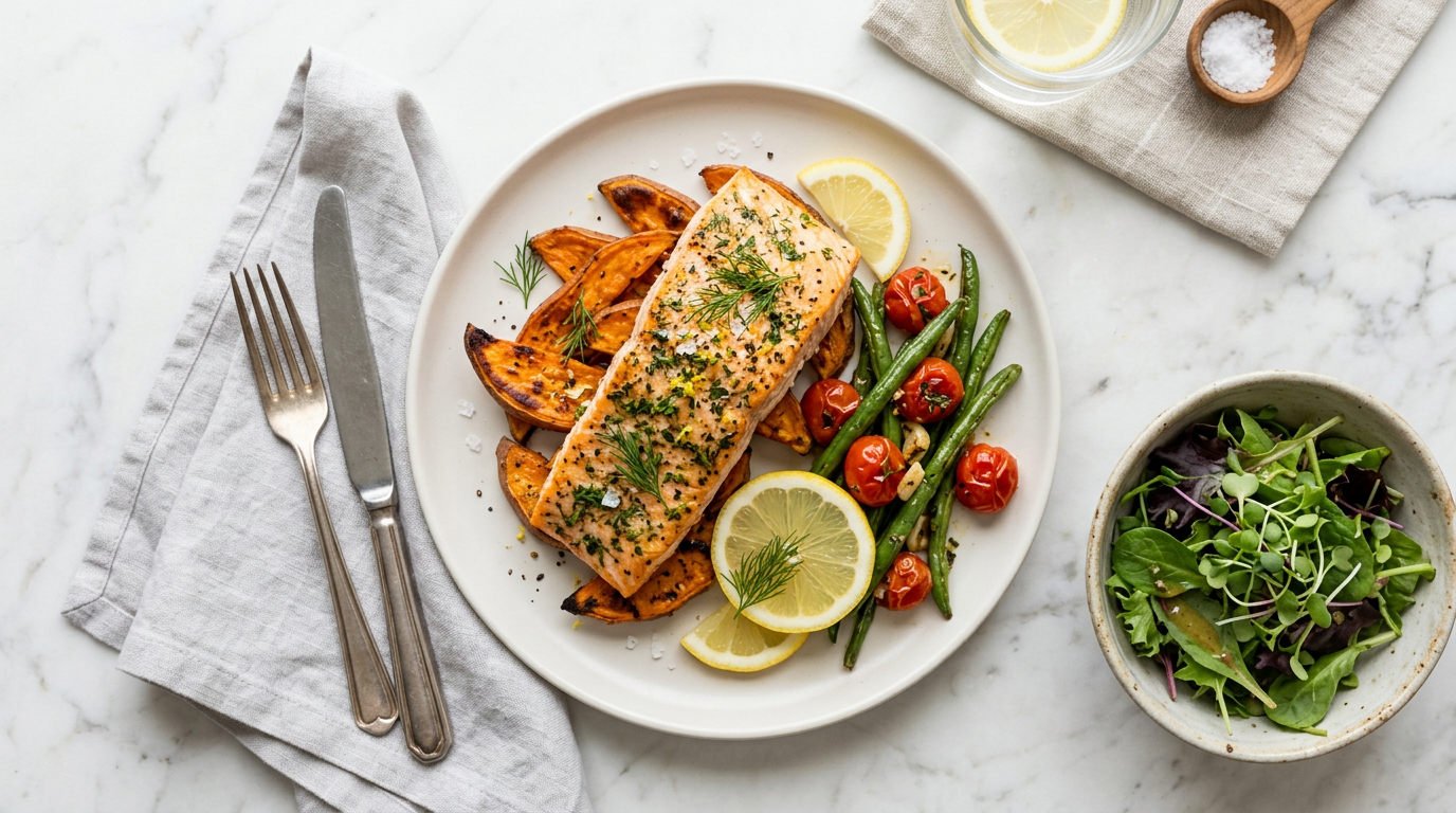 Baked Salmon with Sweet Potato