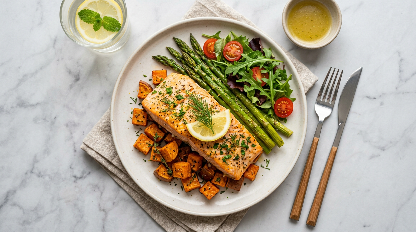 Baked Salmon with Sweet Potato