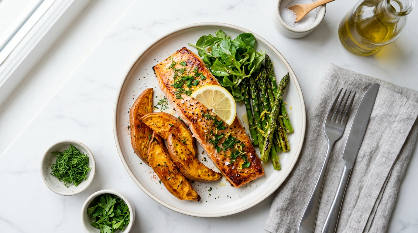 Baked Salmon with Sweet Potato