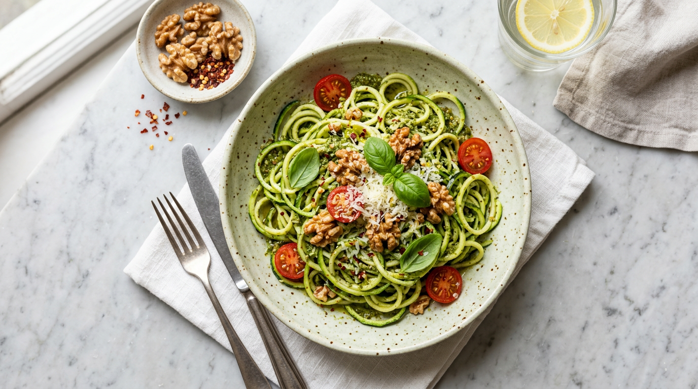 Zucchini Noodles with Basil Pesto