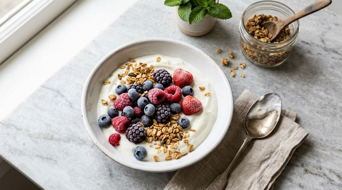 Greek Yogurt with Frozen Berries