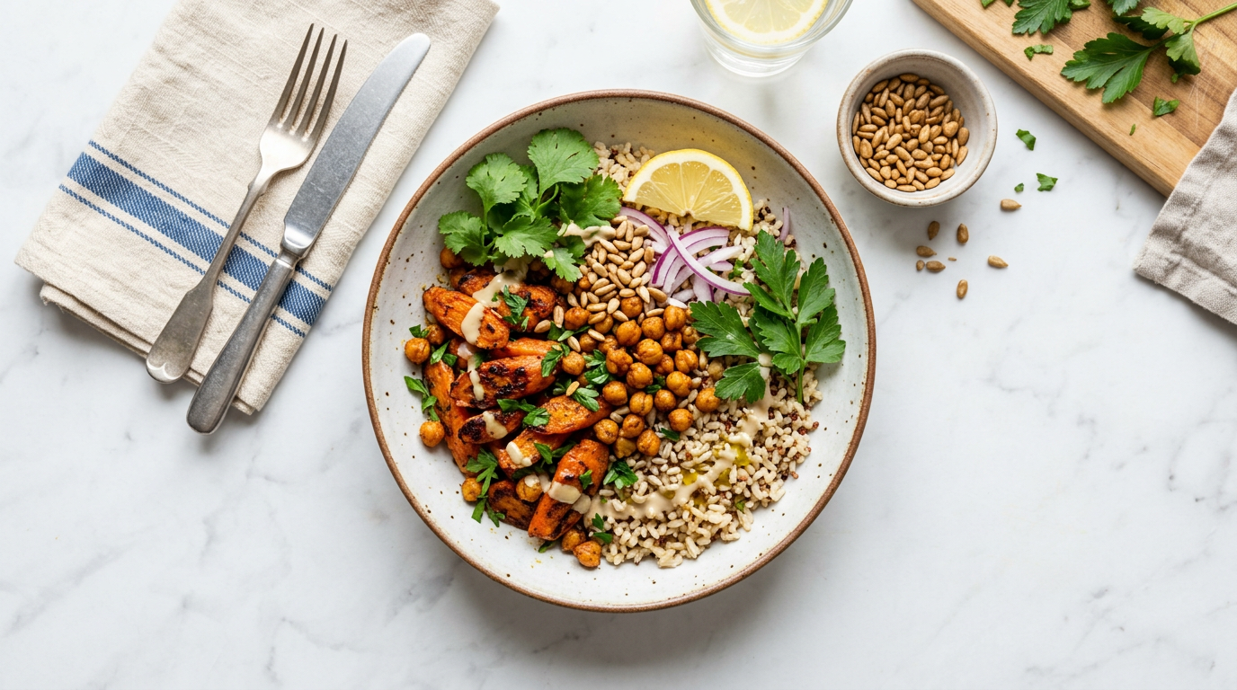 Roasted Carrot and Chickpea Bowl