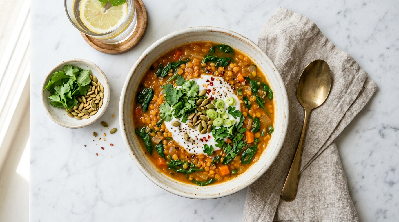 Red Lentil & Spinach Soup