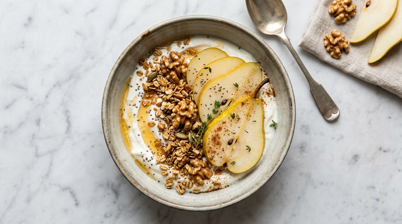 Greek Yogurt with Pear and Walnuts