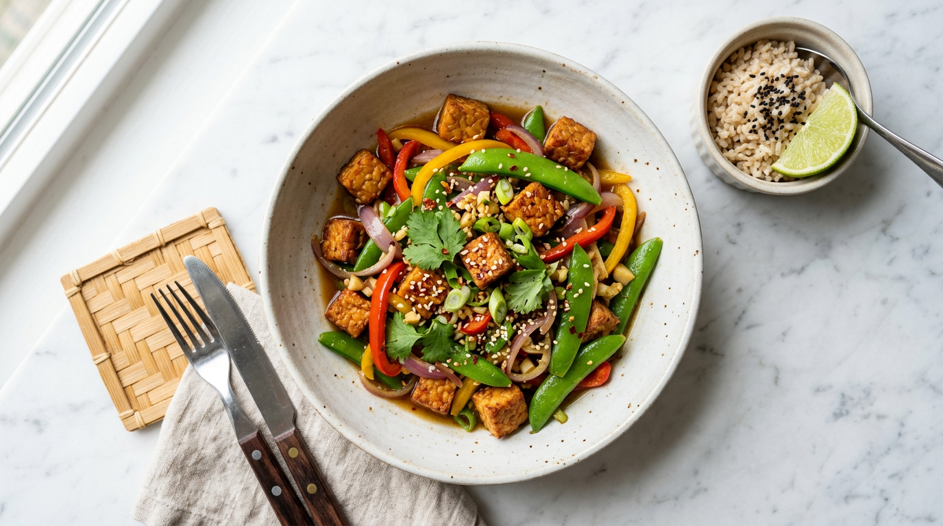 Tempeh Stir-fry with Snap Peas