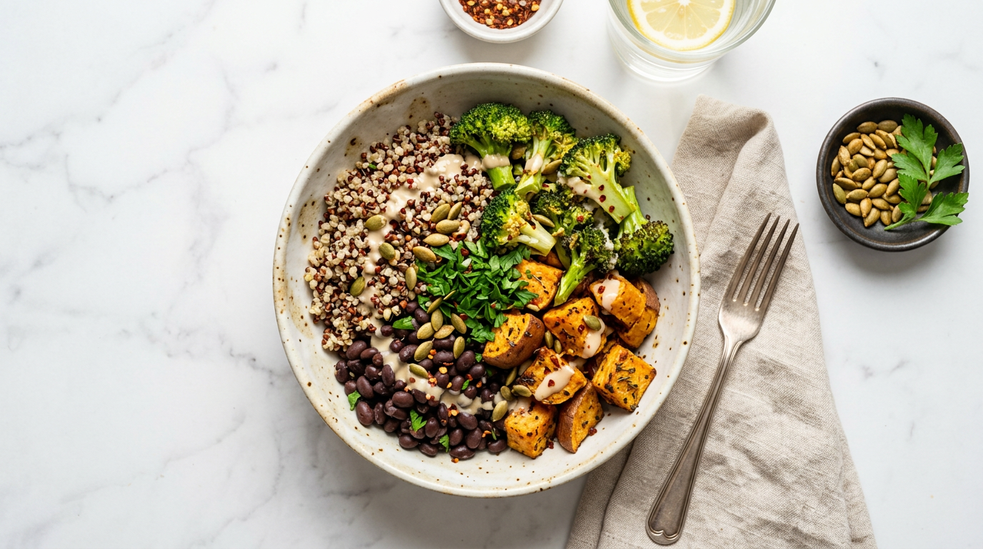Roasted Sweet Potato and Broccoli Bowl