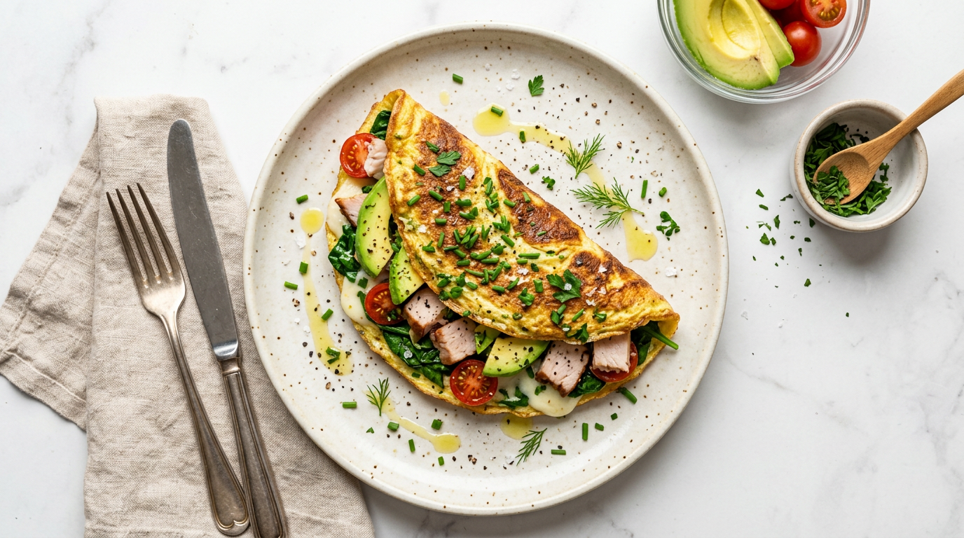 Smoked Turkey and Avocado Omelet