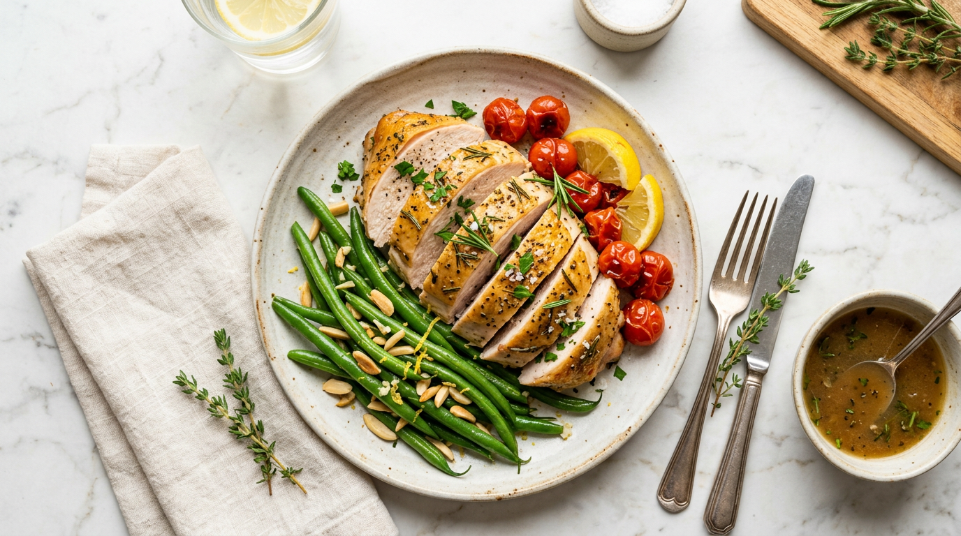 Roasted Turkey Breast with Green Beans
