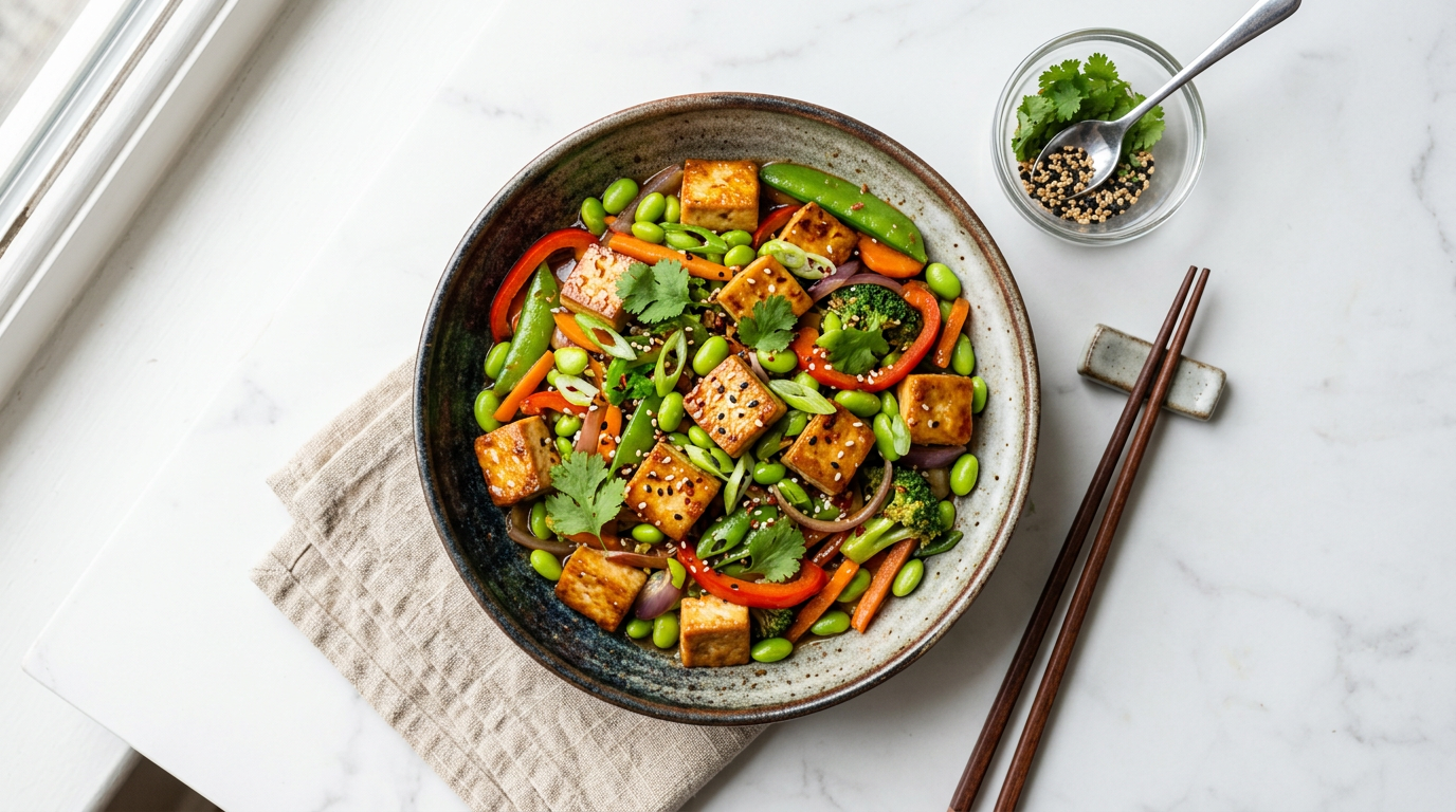 Tofu and Edamame Stir-fry