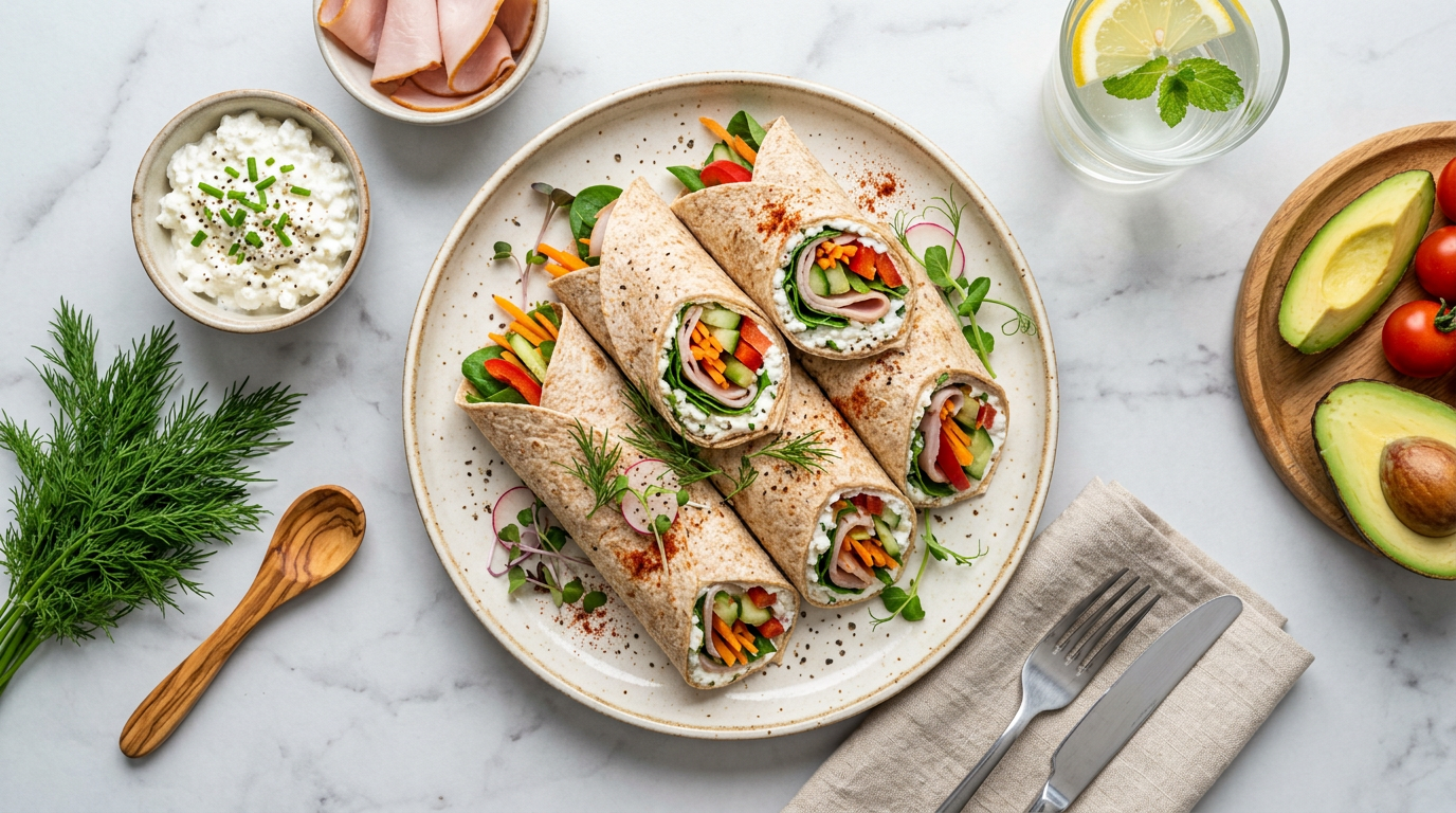 Cottage Cheese and Turkey Ham Wraps