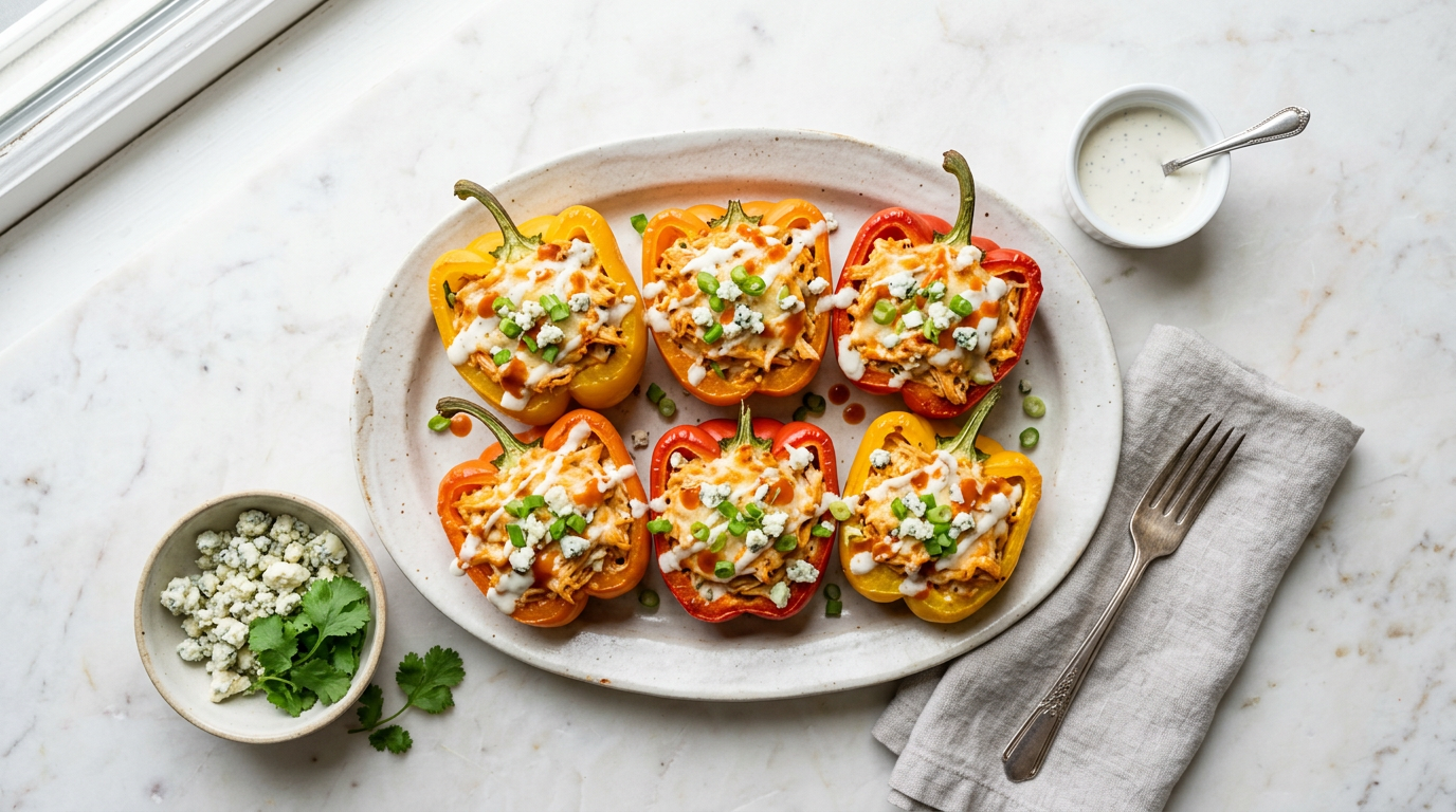 Buffalo Chicken Stuffed Peppers