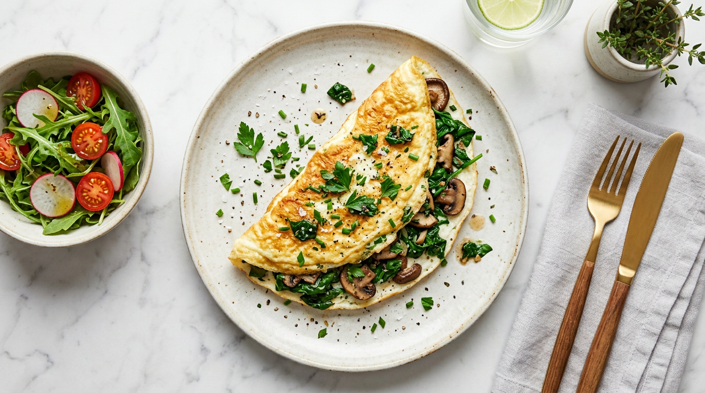 Spinach & Mushroom Egg White Omelet
