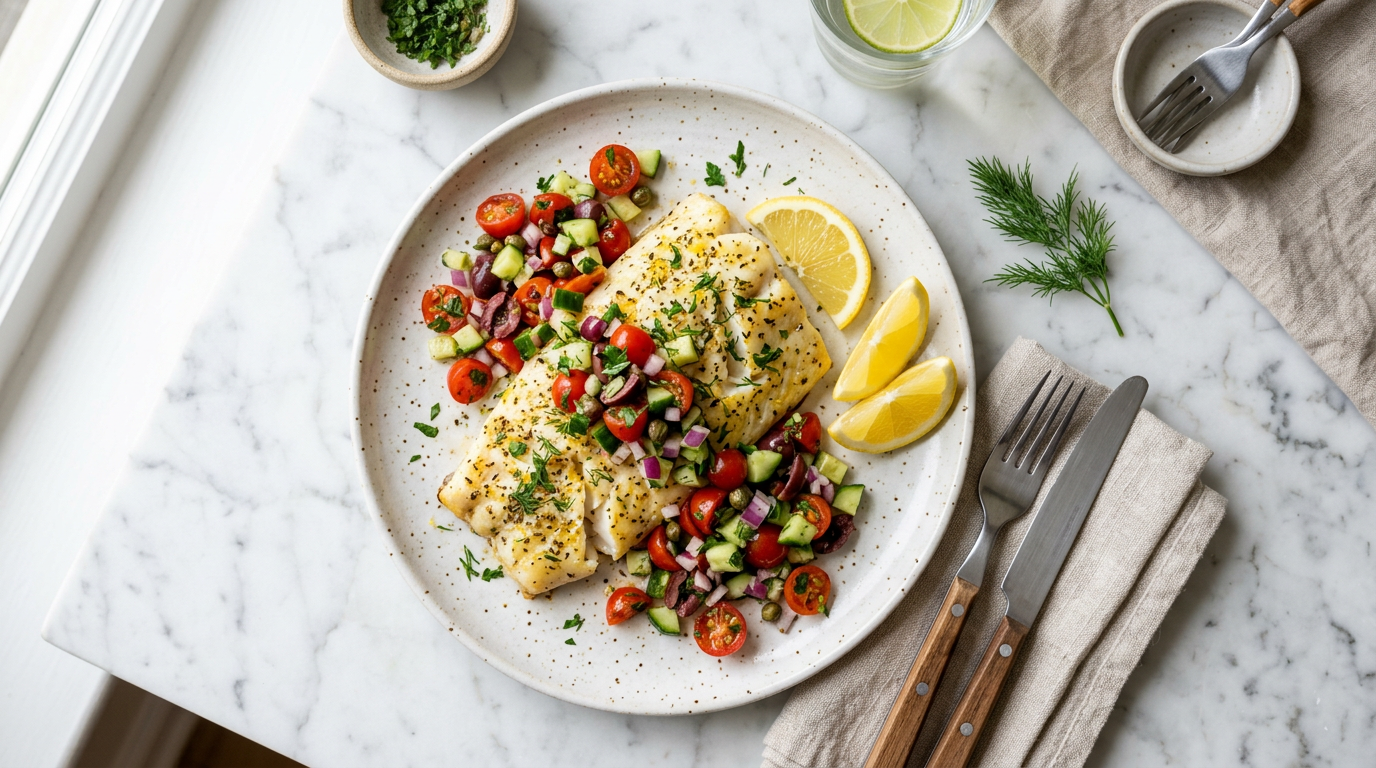 Baked Cod with Mediterranean Salsa